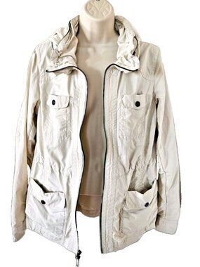 Eddie Bauer Travex Hooded Utility Travel Jacket Size S Womens Full Zip Beige EUC